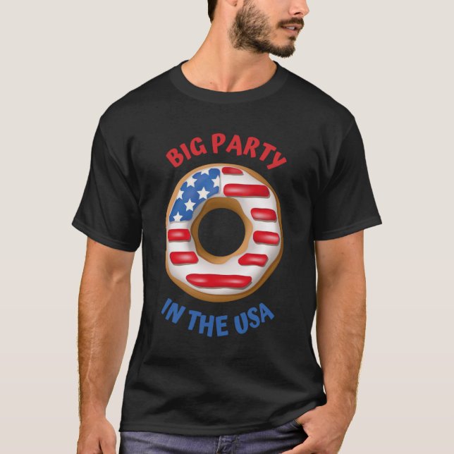 Patriotic Donut Big Party USA T-Shirt (Front)