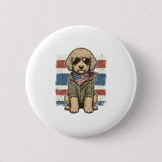 Patriotic Doodle Dog Vintage Engraving Shirt Desig 6 Cm Round Badge