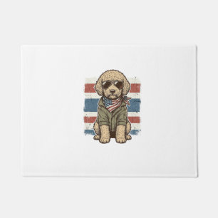 Patriotic Doodle Dog Vintage Engraving Shirt Desig Doormat