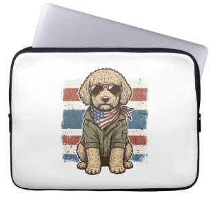 Patriotic Doodle Dog Vintage Engraving Shirt Desig Laptop Sleeve