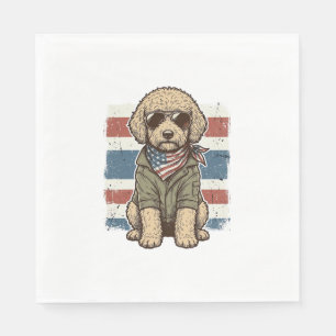 Patriotic Doodle Dog Vintage Engraving Shirt Desig Napkin