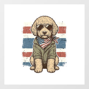Patriotic Doodle Dog Vintage Engraving Shirt Desig Window Cling