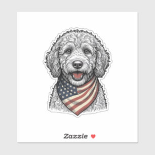 Patriotic Doodle Dog Vintage Engraving Vector Desi