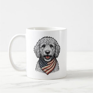 Patriotic Doodle Dog Vintage Engraving Vector Desi Coffee Mug
