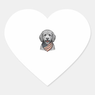 Patriotic Doodle Dog Vintage Engraving Vector Desi Heart Sticker