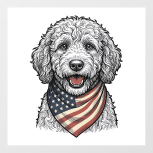 Patriotic Doodle Dog Vintage Engraving Vector Desi Window Cling