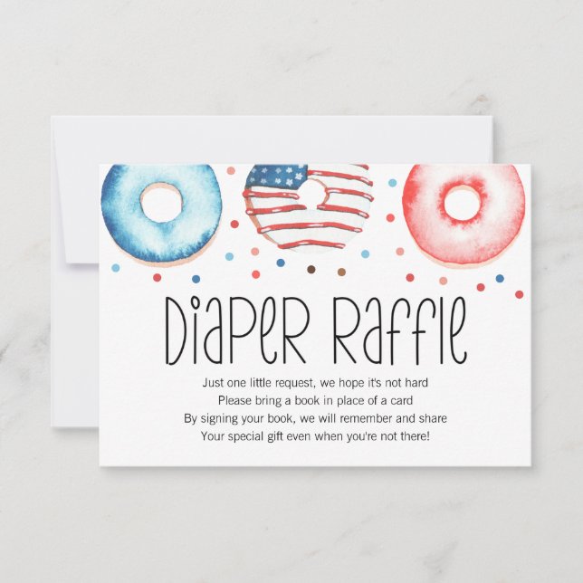 Patriotic Doughnut Baby Sprinkle Diaper Raffle Car Thank You Card (Front)