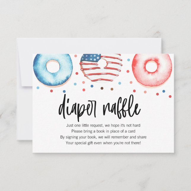Patriotic Doughnut Baby Sprinkle Diaper Raffle Car Thank You Card (Front)