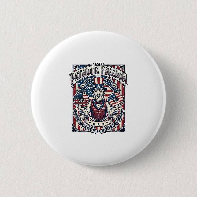 Patriotic Doughnut Lover Vector Graphic Tee_1 6 Cm Round Badge (Front)