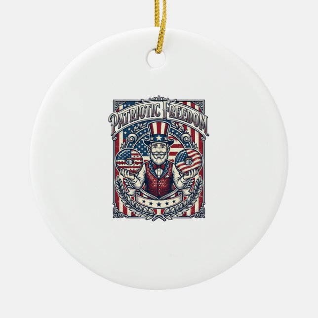 Patriotic Doughnut Lover Vector Graphic Tee_1 Ceramic Tree Decoration (Front)