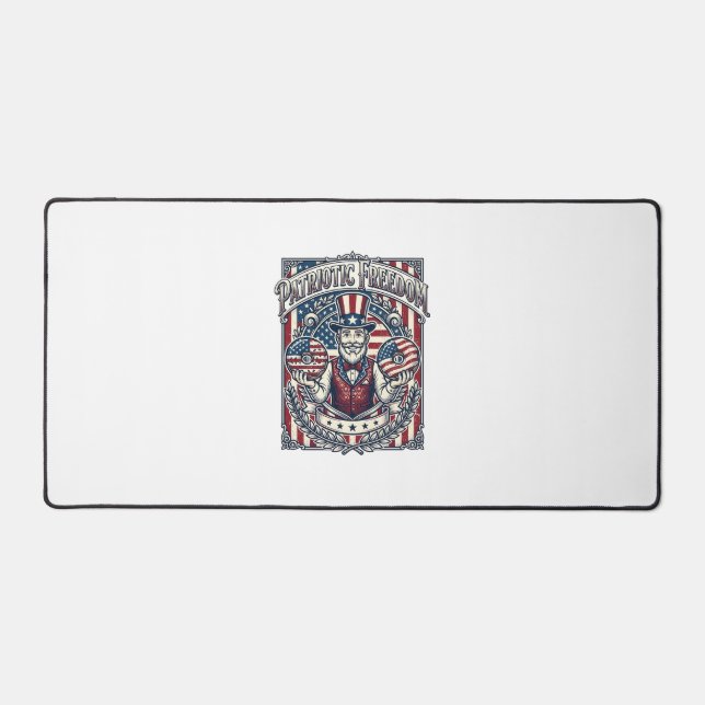 Patriotic Doughnut Lover Vector Graphic Tee_1 Desk Mat (Front)