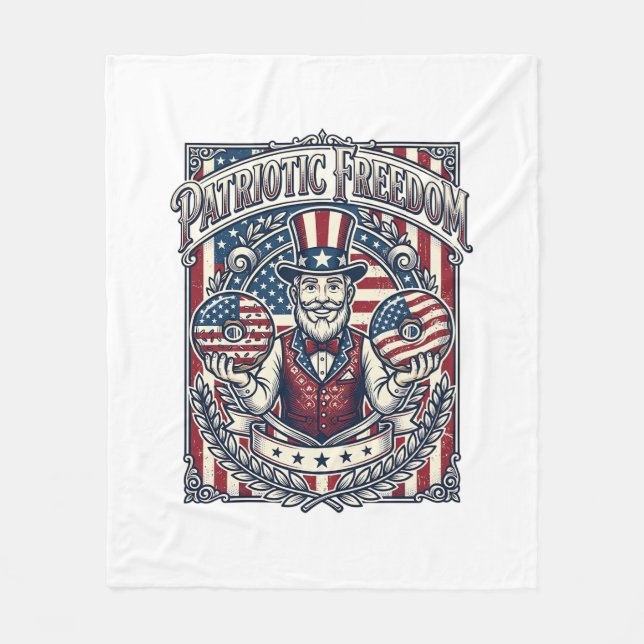 Patriotic Doughnut Lover Vector Graphic Tee_1 Fleece Blanket (Front)