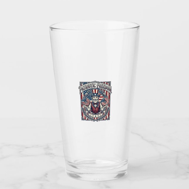 Patriotic Doughnut Lover Vector Graphic Tee_1 Glass (Front)