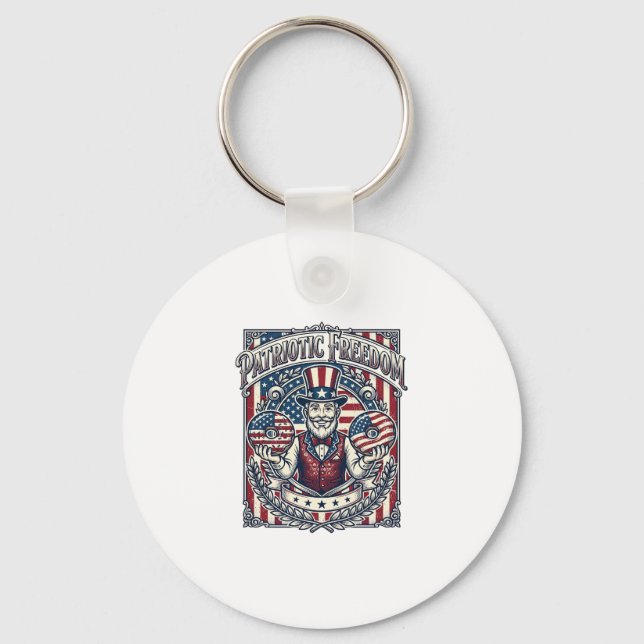 Patriotic Doughnut Lover Vector Graphic Tee_1 Key Ring (Front)