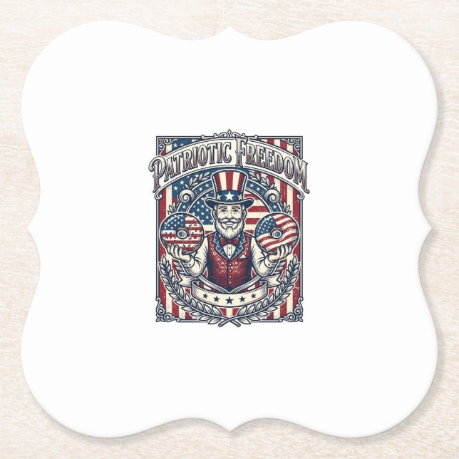 Patriotic Doughnut Lover Vector Graphic Tee_1 Paper Coaster (Front)