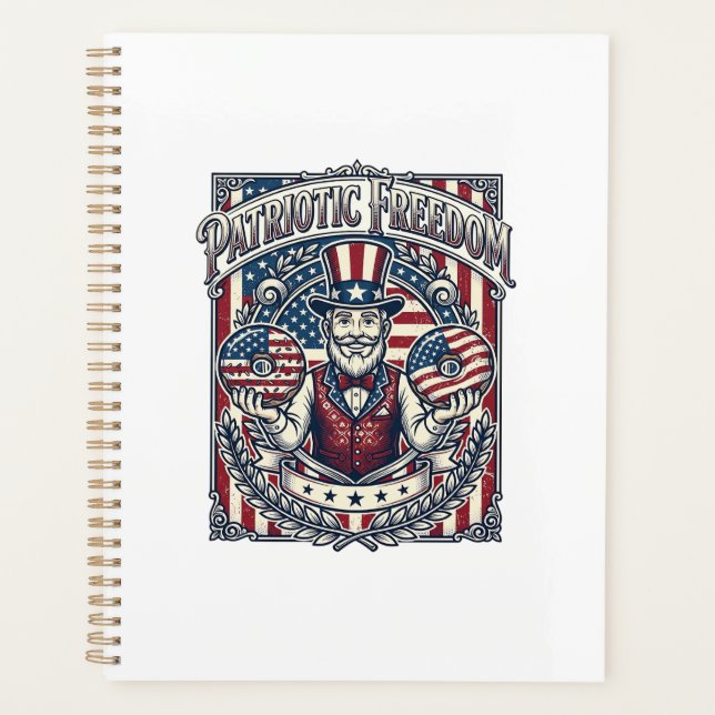 Patriotic Doughnut Lover Vector Graphic Tee_1 Planner (Front)
