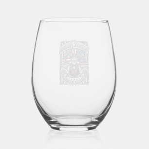 Patriotic Doughnut Lover Vector Graphic Tee_1 Stemless Wine Glass