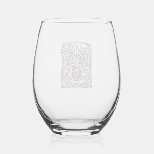 Patriotic Doughnut Lover Vector Graphic Tee_1 Stemless Wine Glass (Front)