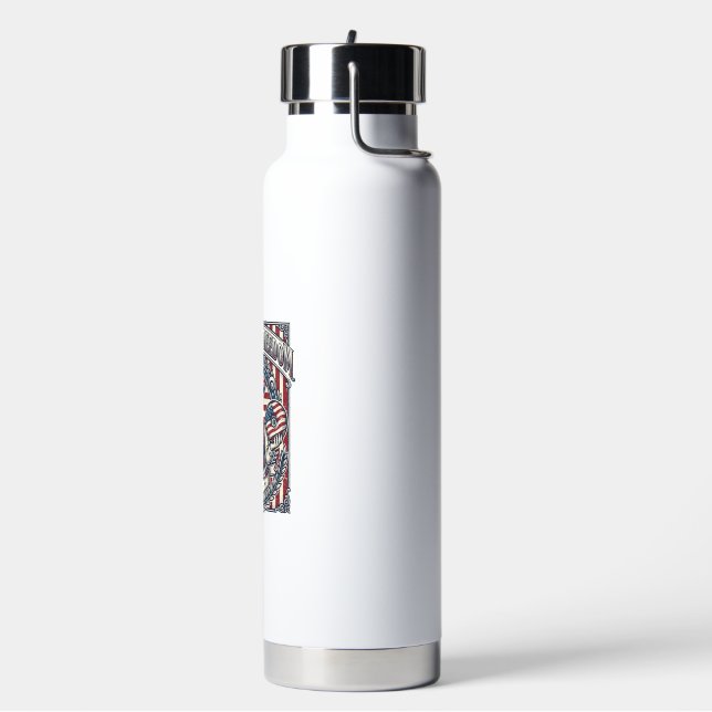 Patriotic Doughnut Lover Vector Graphic Tee_1 Water Bottle (Left)