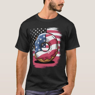 Patriotic Doughnut With American Flag Colours Swee T-Shirt