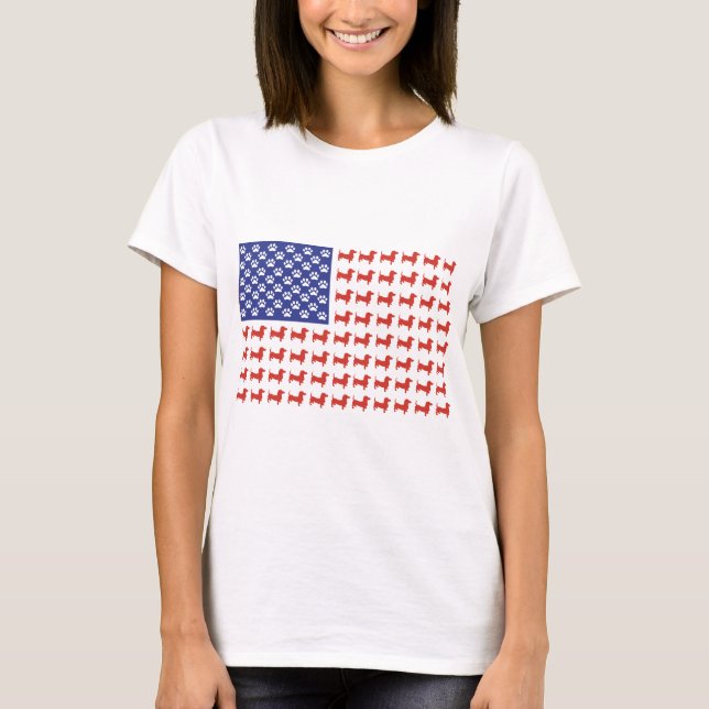 Patriotic Doxie - Dachshund American Flag T-Shirt (Front)