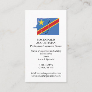 Patriotic DRC CONGO FLAG Photo Business Card