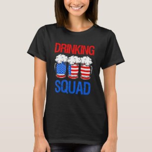Patriotic Drinking Squad Usa Flag Beer 4th Of July T-Shirt