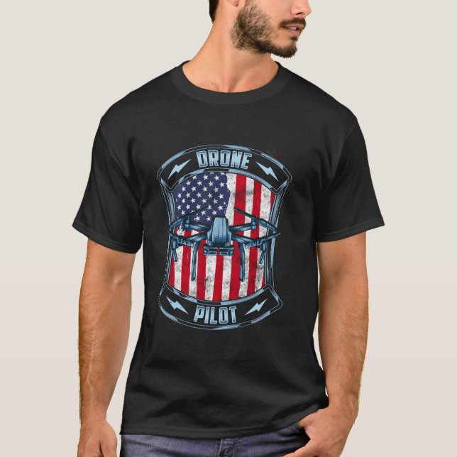 Patriotic Drone Pilot America USA Droning  T-Shirt (Front)