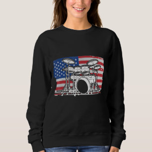 Patriotic Drumming Usa Flag Drummer Musician Sweatshirt
