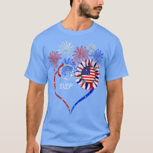 Patriotic DSP 4th Of July American Flag Sunflower T-Shirt