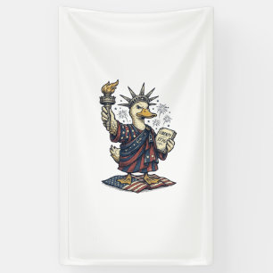 Patriotic Duck 4th of July Vintage T-Shirt Design_ Banner
