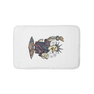 Patriotic Duck 4th of July Vintage T-Shirt Design_ Bath Mat