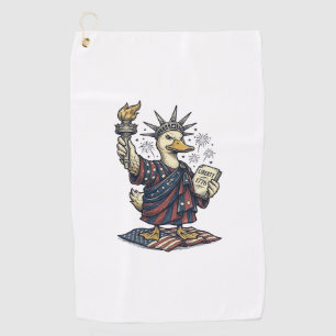 Patriotic Duck 4th of July Vintage T-Shirt Design_ Golf Towel