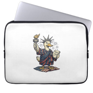 Patriotic Duck 4th of July Vintage T-Shirt Design_ Laptop Sleeve