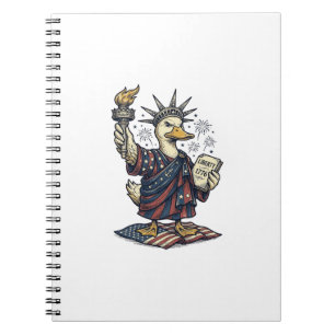 Patriotic Duck 4th of July Vintage T-Shirt Design_ Notebook