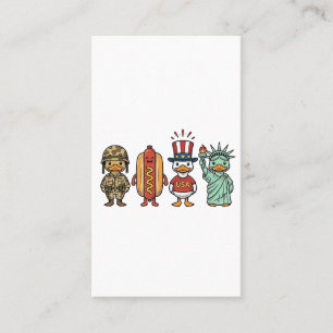 Patriotic Duck and Hot Dog Vintage Vector Shirt_1 Business Card