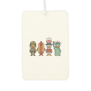 Patriotic Duck and Hot Dog Vintage Vector Shirt_1 Car Air Freshener