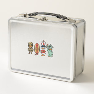 Patriotic Duck and Hot Dog Vintage Vector Shirt_1 Metal Lunch Box