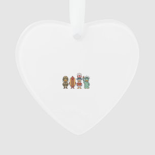 Patriotic Duck and Hot Dog Vintage Vector Shirt_1 Ornament