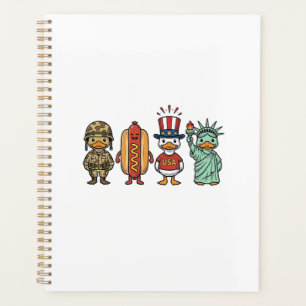 Patriotic Duck and Hot Dog Vintage Vector Shirt_1 Planner