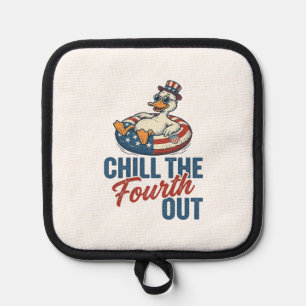 Patriotic Duck Fourth of July Floatie Shirt Design Pot Holder