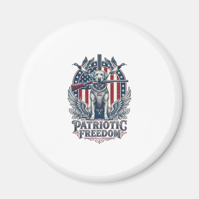 Patriotic Duck Hunter Dog Vector Graphic Tee_1 Magnet (Front)