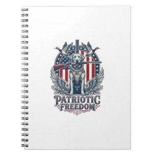 Patriotic Duck Hunter Dog Vector Graphic Tee_1 Notebook