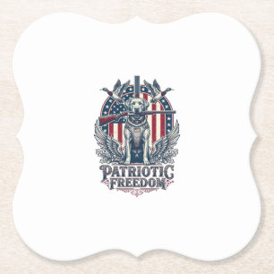 Patriotic Duck Hunter Dog Vector Graphic Tee_1 Paper Coaster