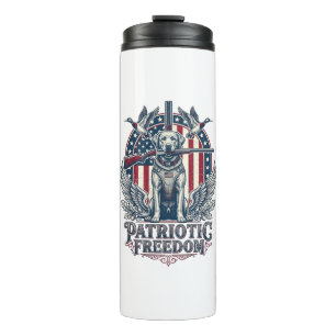 Patriotic Duck Hunter Dog Vector Graphic Tee_1 Thermal Tumbler