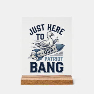 Patriotic Duck Rocket Vintage Vector Shirt Design_ Acrylic Sign