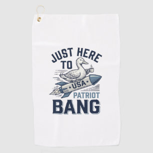 Patriotic Duck Rocket Vintage Vector Shirt Design_ Golf Towel