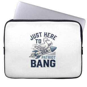 Patriotic Duck Rocket Vintage Vector Shirt Design_ Laptop Sleeve