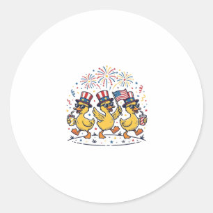 Patriotic Duck Trio Vintage 4th of July Shirt Desi Classic Round Sticker