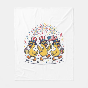 Patriotic Duck Trio Vintage 4th of July Shirt Desi Fleece Blanket